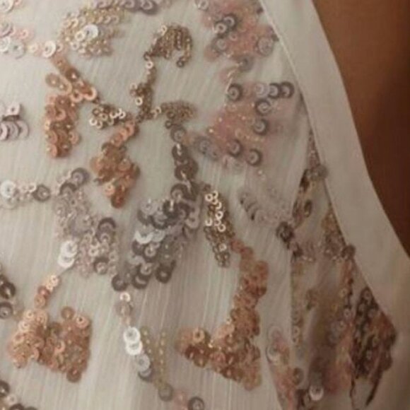 Anthropologie TINY *Gwen* Sequin Tank Top | Sz Large Ivory Metallic NWT - Picture 2 of 5